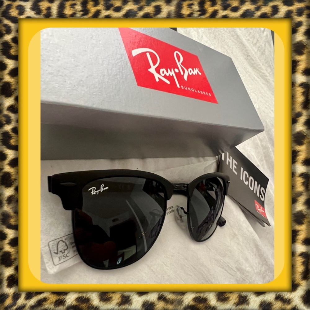 👑✅PRICE FIRM✅ Ray-Ban Classic Clubmaster Matte Black Sunglasses. Brand New!